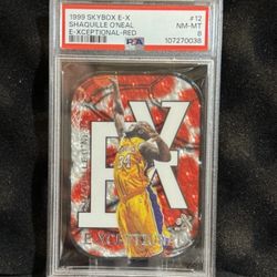 Shaquille O'Neal 1999 Skybox E-X E-Xceptional Red PSA 8