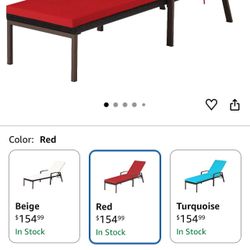 Patio Lounge Chair with Red Cushion