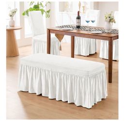 Removable Bench Slipcover Rectangle Washable WHITE