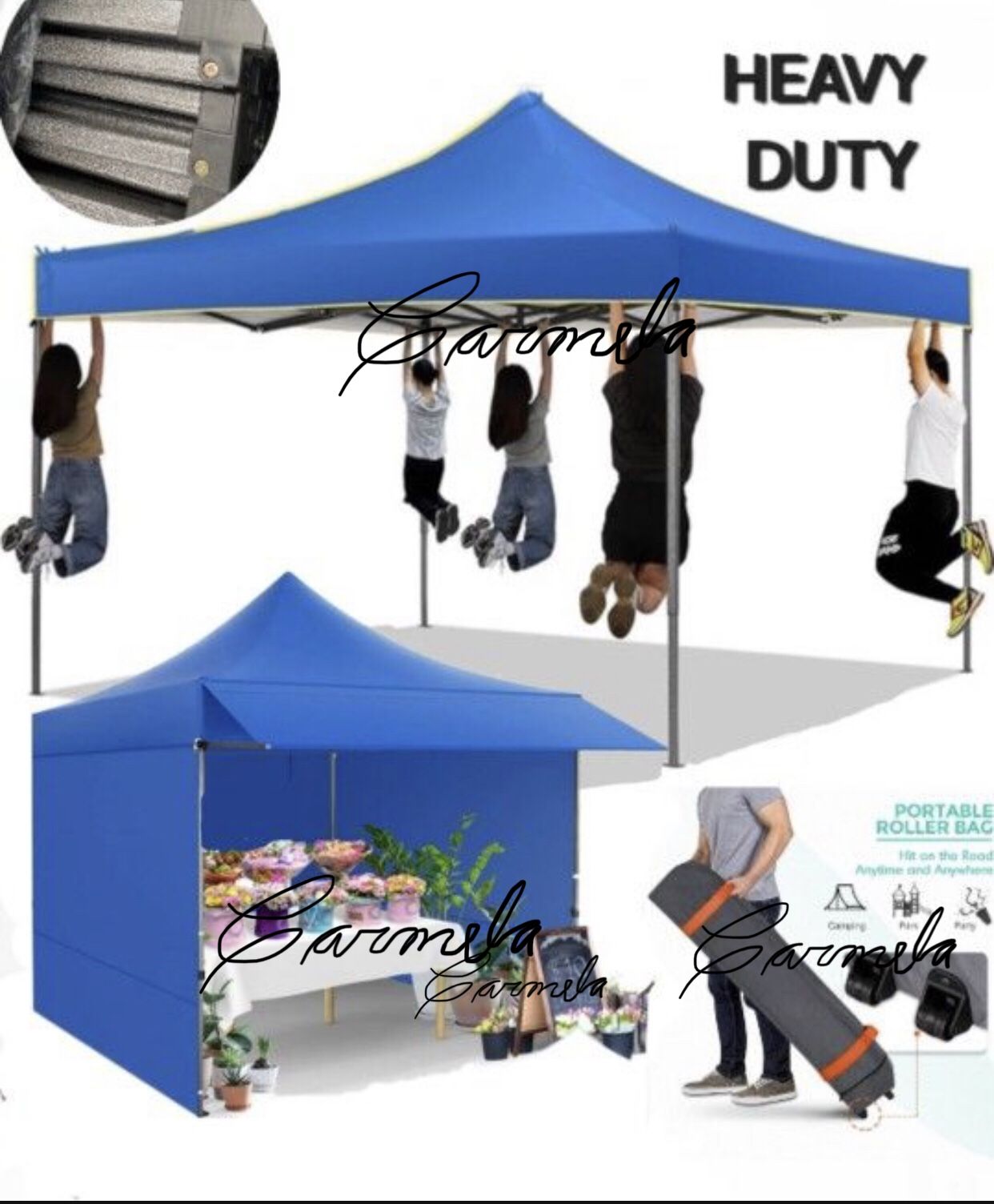 10x10 Pop Up Canopy Heavy Duty Party Tent with Removable Awning and Sidewalls,Easy Up Outdoor Wedding Commercial Canopy,Gazebo All Season Windproof&Wa