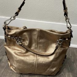 Gold spacious Coach Purse