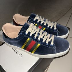 Gucci Ace Sneakers Blue Felt