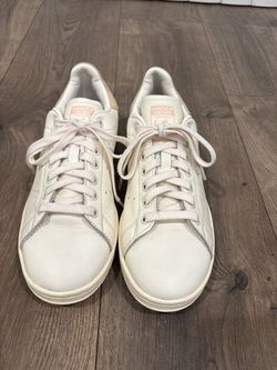 Adidas Stan Smith Core White Bliss Orange Silver Metallic 8.5 woman's