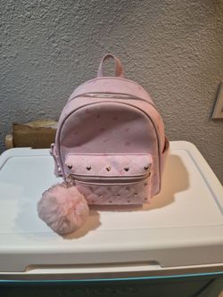 Pink Mini Backpack with Pom Pom Charm
