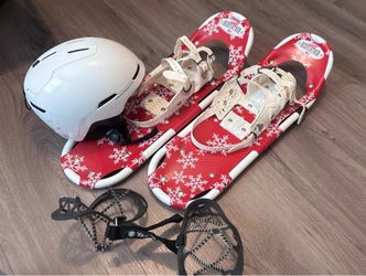 Snowshoeing Bundle Redfeather Snowshoes POC Helmet Yaktrax Cleats Set