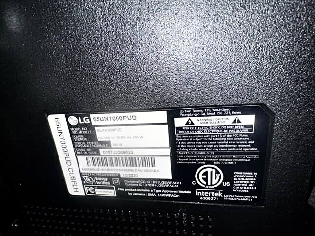 LG 65’ Smart TV