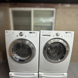 LG washer and electric dryer set.