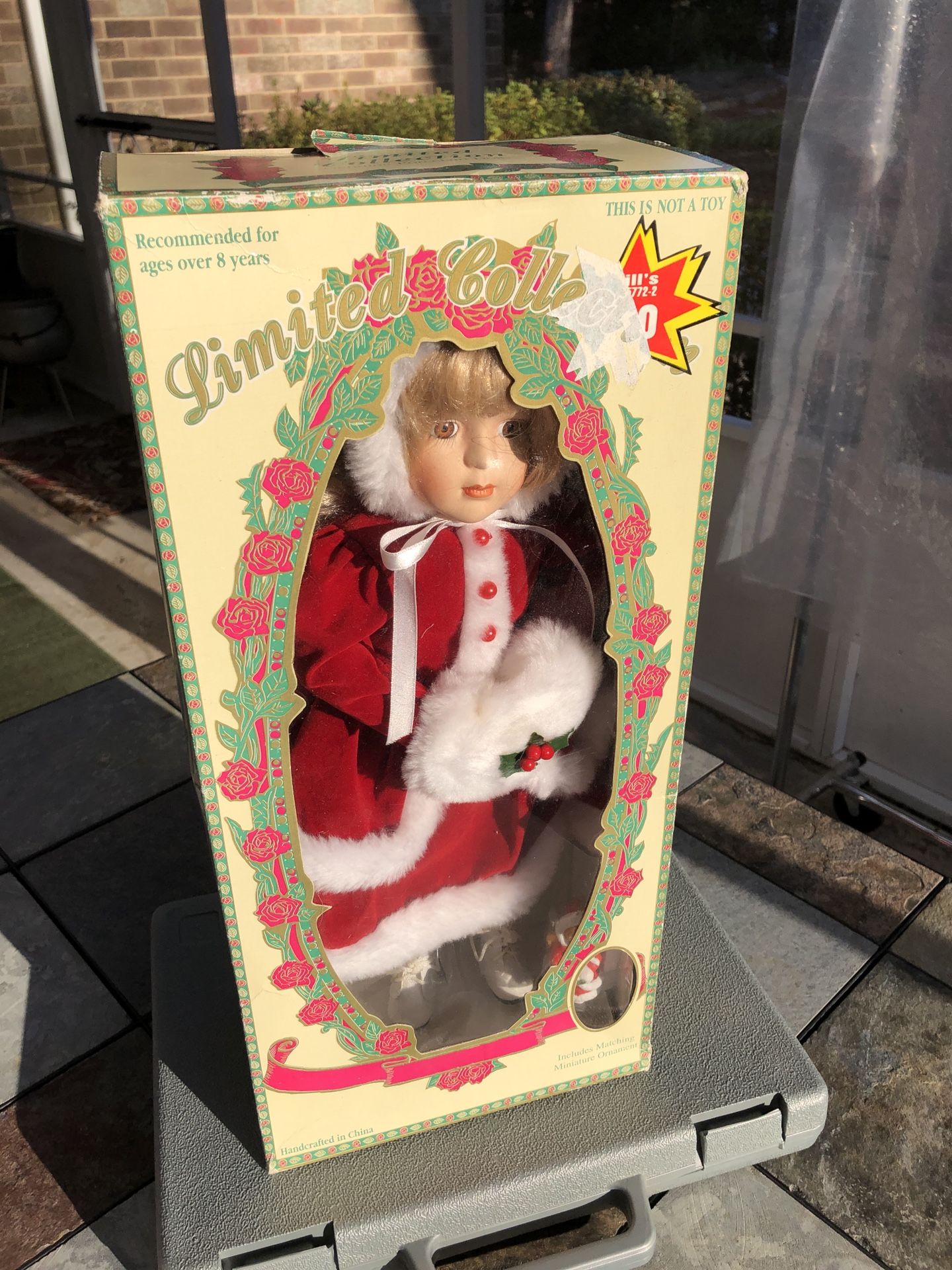 NIB Genuine Porcelain Christmas Doll - Compare @$20+