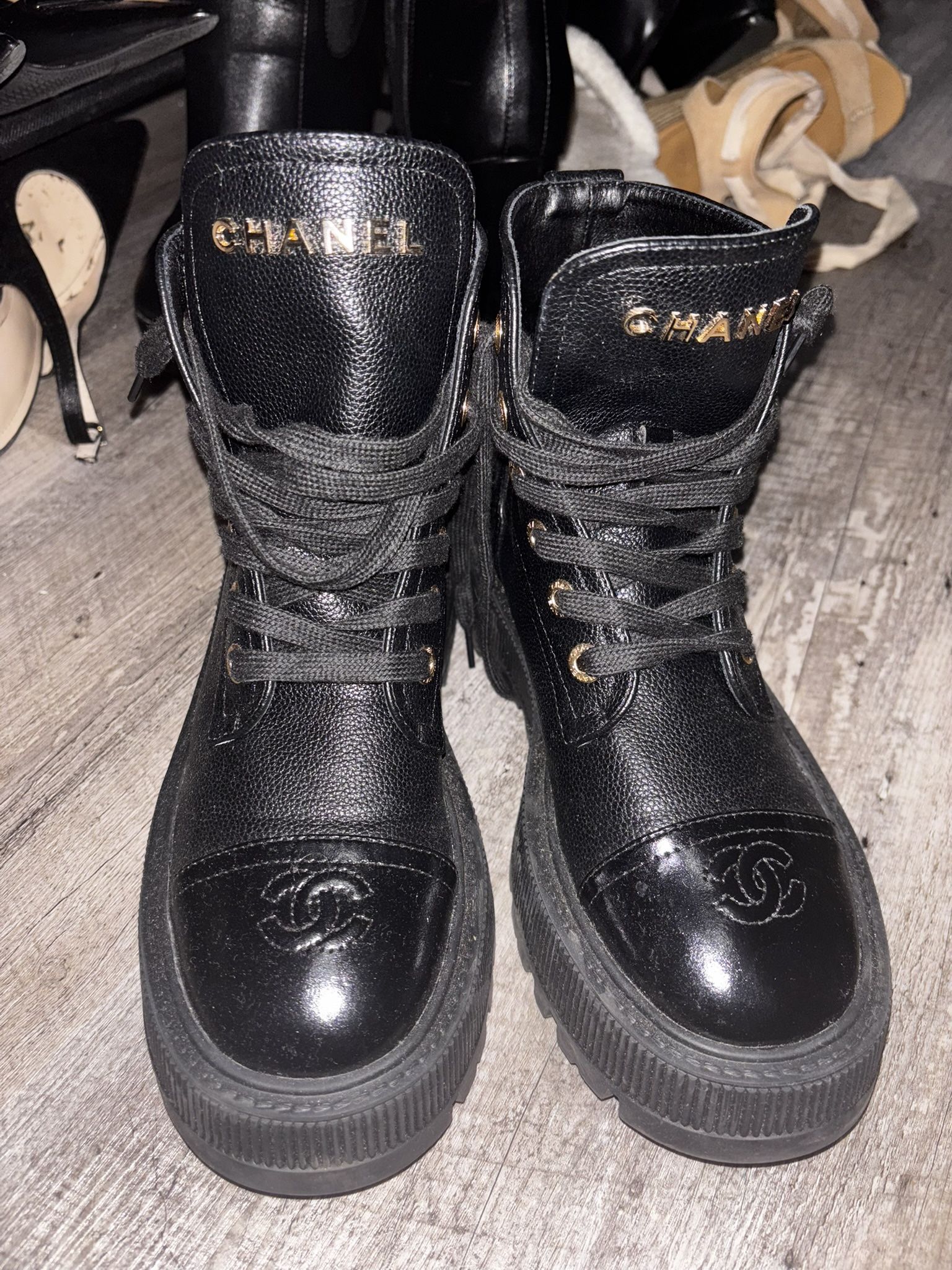 Combat Black Boots Size 37