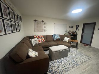 Brown Fabric Sectional Sofa