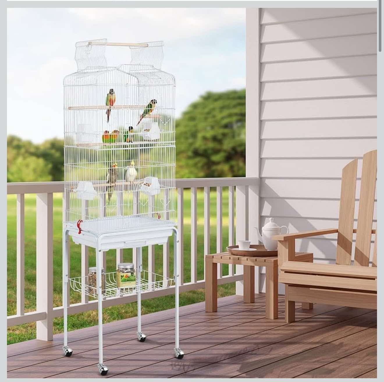 64-inch Open Play Top Bird Cages White L-22