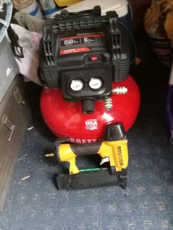 Craftsman air compressor and 50 ft of hose and a  Bostitch brad nailer 18 gauge