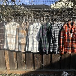 Lot Of 7 Flannels Nokwal H&m Uniqlo