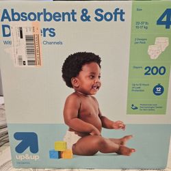 Up & Up Absorbent & Soft Diapers,  Size 4, 200 Count