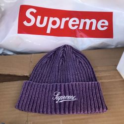 BRAND NEW SUPREME BLEACHED RIB BEANIE PURPLE