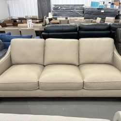 Cream Leather Sofa 
