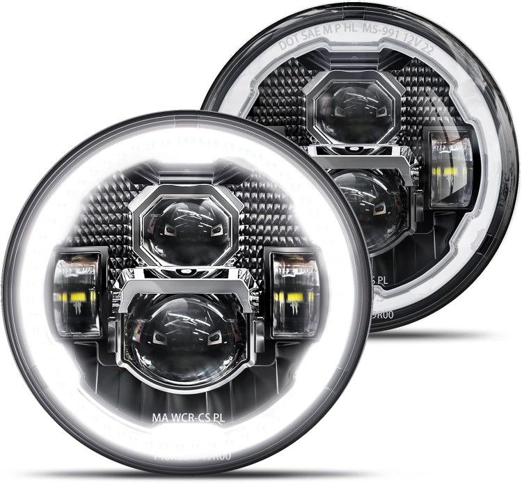 HWSTAR 2023 New 1000% Brighter Anti-glare 7 Inch Led Headlights Round Compatible with Jeep Wrangler JK JKU TJ LJ Chevy Ford