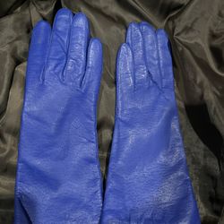 Genuine Leather Royal Blue Gloves Sz 7