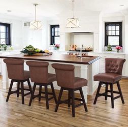 5X Dark Brown 26” swivel faux leather barstool