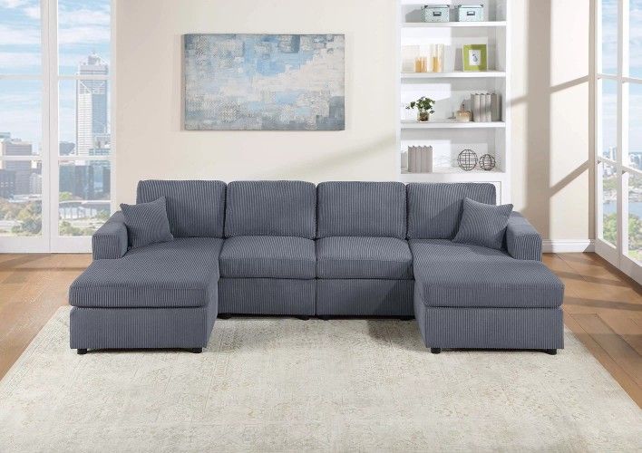 Brand New Dark Grey Sectional Sofa (Pillows Included)