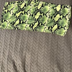 Shein Lime Green Snake Print Tube Top – Size 3XL