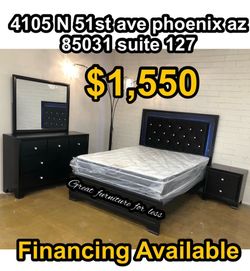 Queen size bedroom set with pillow top mattress and Boxspring brand new
