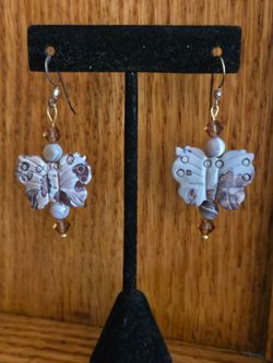 Butterfly Earrings Natural Stone  Jasper