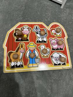Melissa & Doug Farm Animals Jumbo Knob Wooden Peg Puzzle