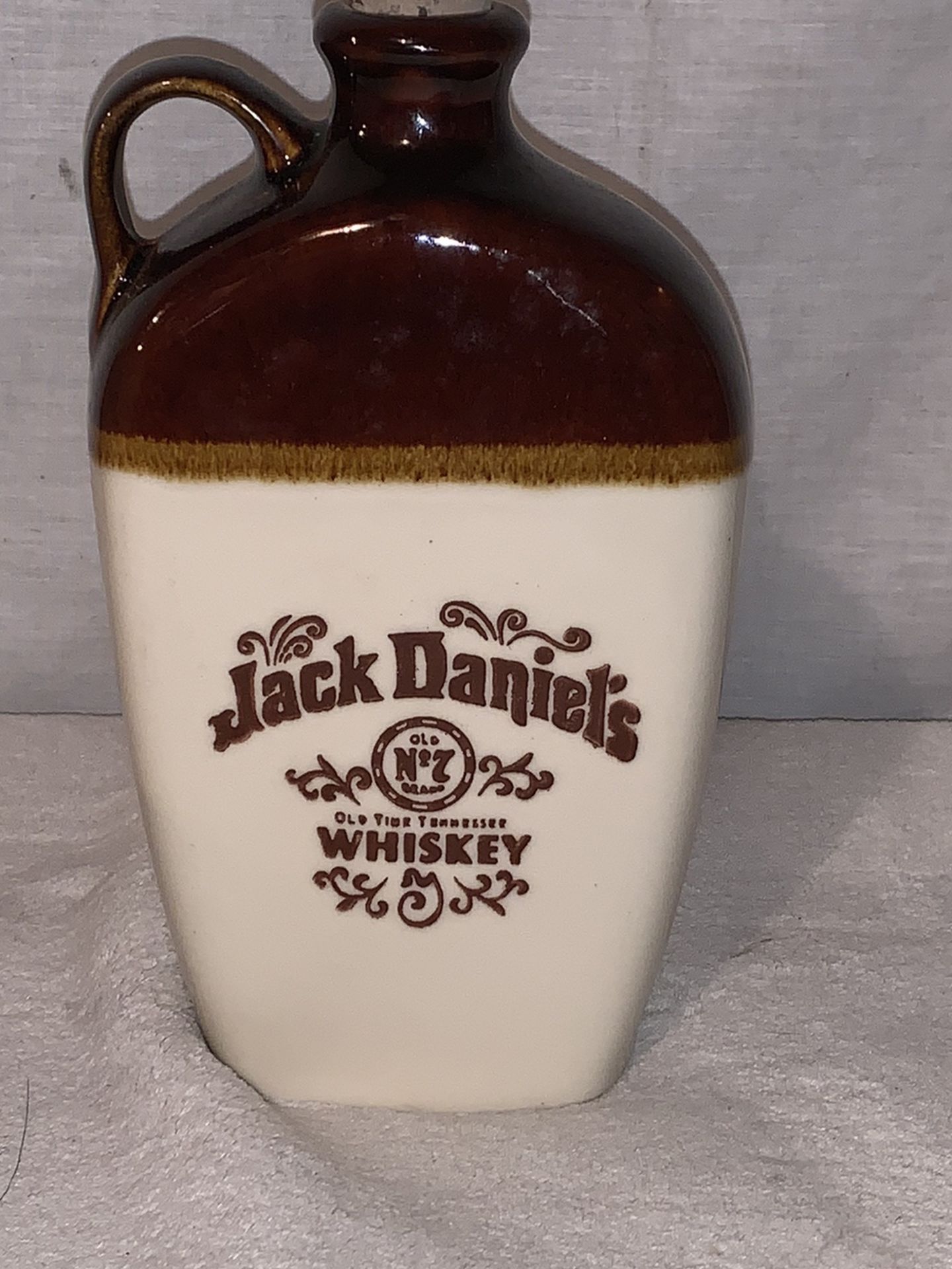 Vintage Jack Daniels stoneware 9 inch jug with cork Ex condition