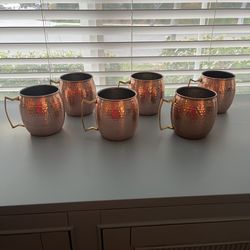 Set of 6 hammered Moscow mule mugs