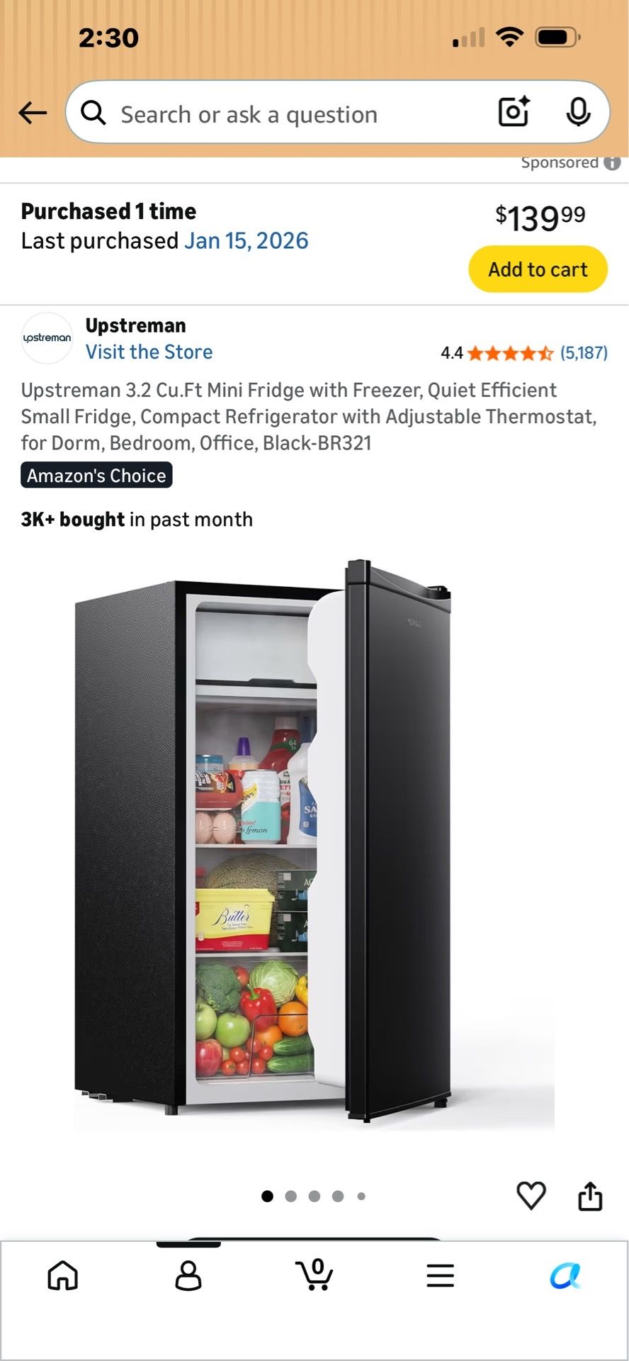 Small refrigerator and freezer