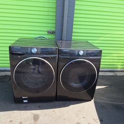 Washer And Dryer Black Stainless Steel Set Perfect Working Condition 