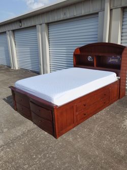 Full size bed frame solid wood