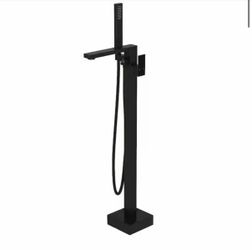 Shop FUFU&GAGA Single-Handle Freestanding Tub Faucet, Floor Mounted Tub Filler with Hand Shower in. Black, High Flow Rate Max 6 GPM