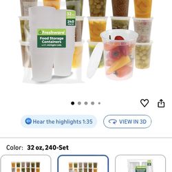 32 Oz Plastic Deli containers W/lids And Boba Straws 