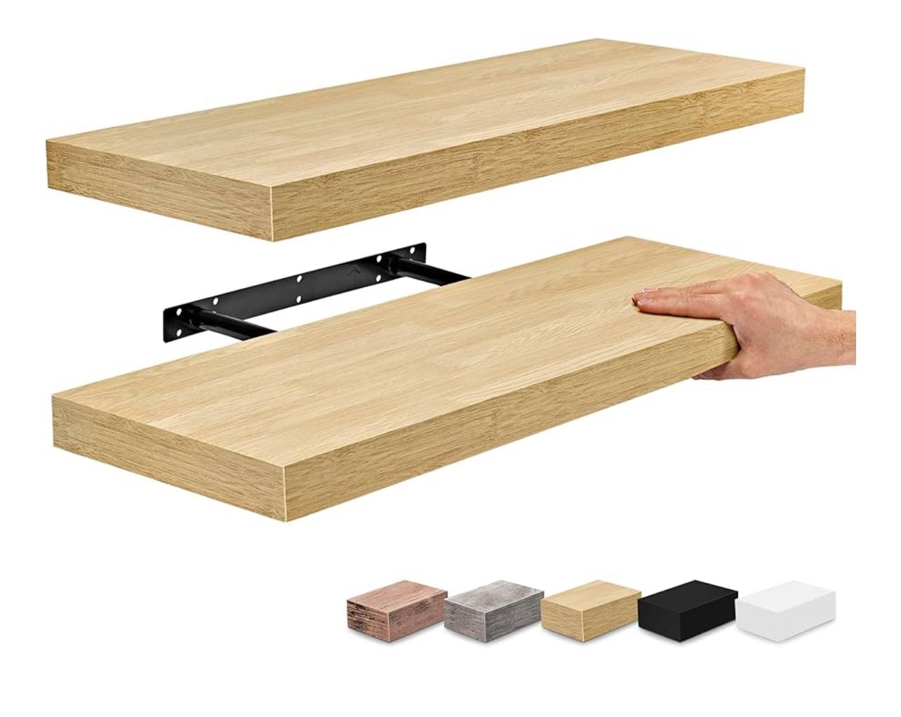 Set Of 4 Floating Shelves — Light Brown