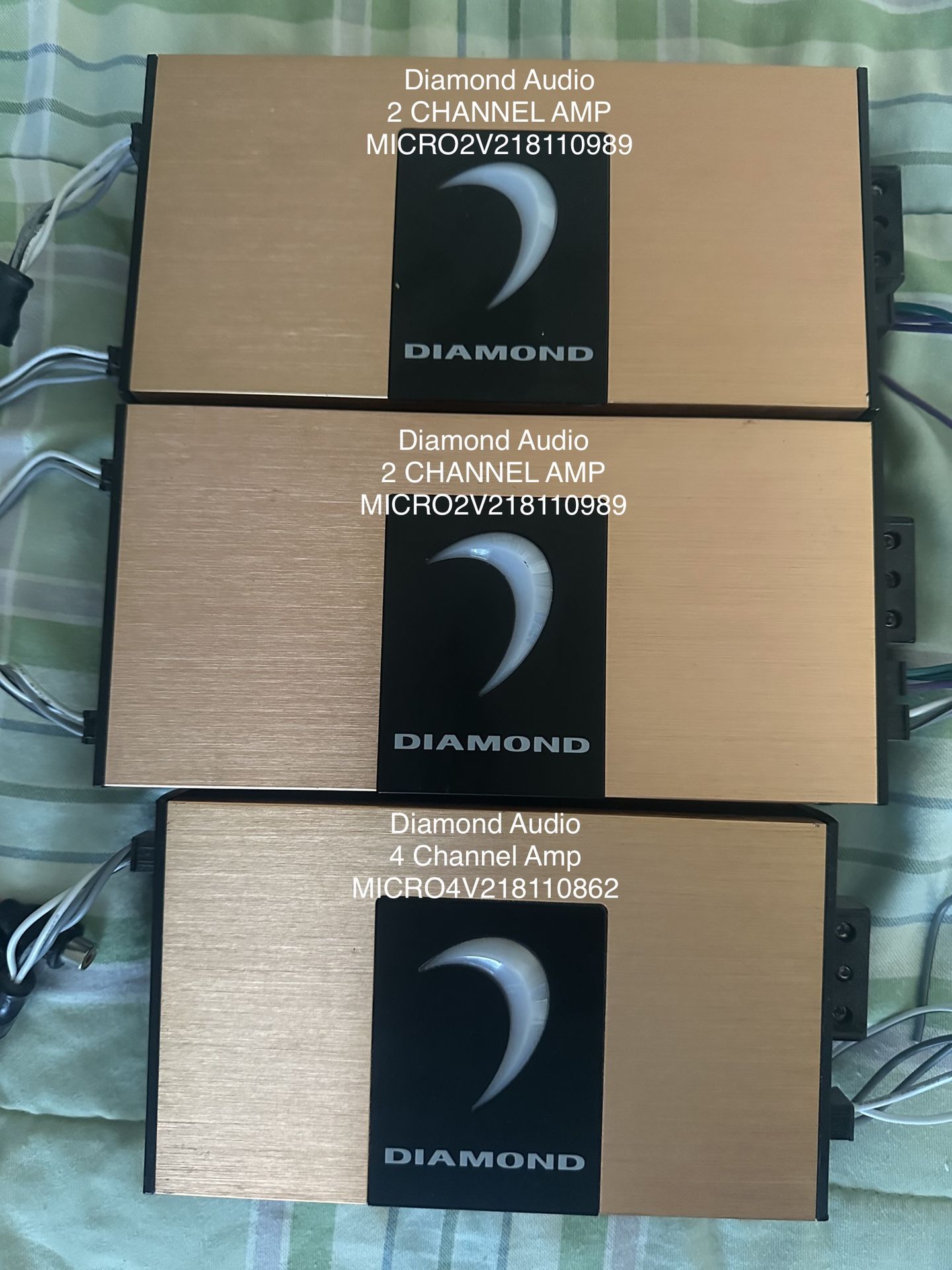 Diamond Audio Amps ( 1 ) Four Channel Amp And ( 2 ) Two Channel Amps Like New Make A Reasonable Offer
