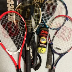 4 Tennis Rackets And New Penn Balls
