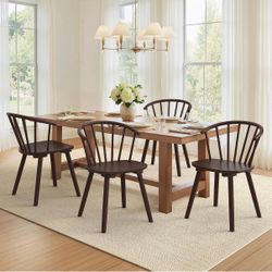 4X Espresso or Brown color solid wood dining chairs