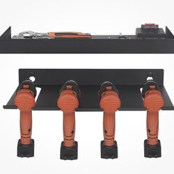Drill Organizer Rack,Wall Mount Cordless Drill Tool Holder Power Tool Storage | Holds 4 Drills Garage Tool Box