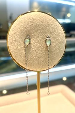 Real MoonStone Tassel Stud Sterling Silver Earrings