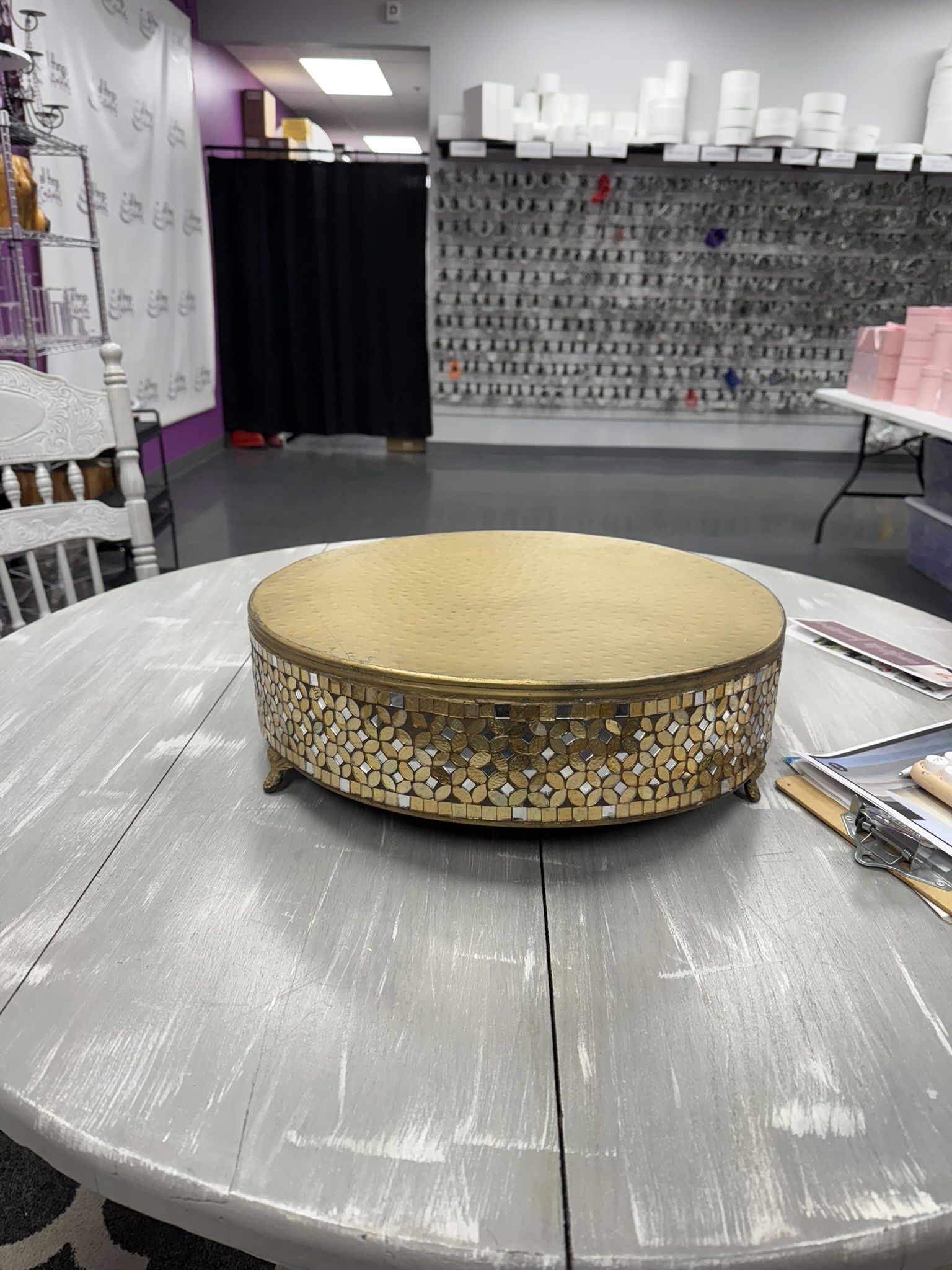 16” Gold Mosaic Cake Stand