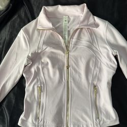 Baby pink lulu jacket with gold zipper Cropped! 
