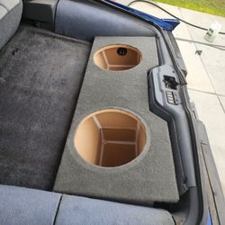Dual Subwoofer Enclosure Box Gray Carpet