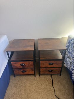 Set of two night stands with outlets