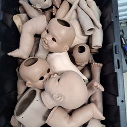 Huge Lot Of Antique Porcelain Dolls - Over 30 Lbs