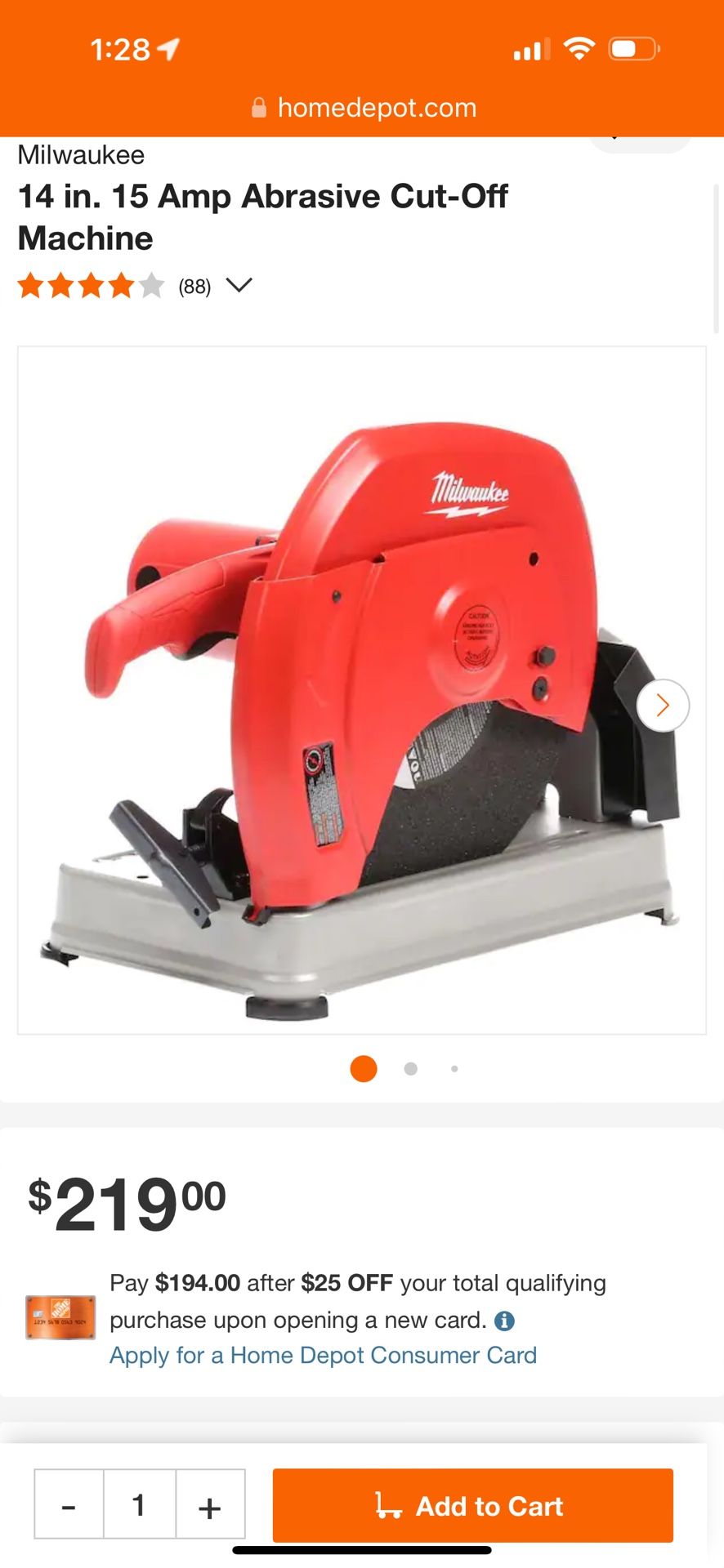 Milwaukee 14 Inch Abrasive Cut Off Machine $125 or B.O.