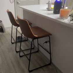 Brown Leather Bar Stools