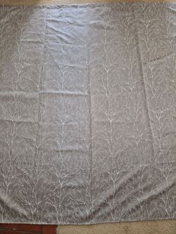 Like New Beautiful Silver Shower Curtain with Branch Detail