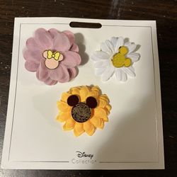 Mickey Flowers Disney Flair Brooch Pin Set
